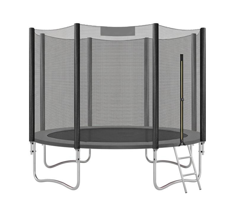 Trampoline Avec Filet De Sécurité, Diamètre 305 Cm, Cadre En Acier, Échelle, Noir