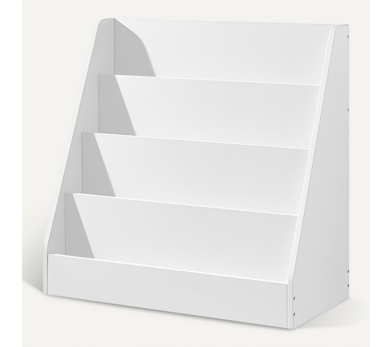 Bibliothèque Pour Enfant à 4 Niveaux, étagère à Livres Montessori, 30 X 60 X 60 Cm, Blanc