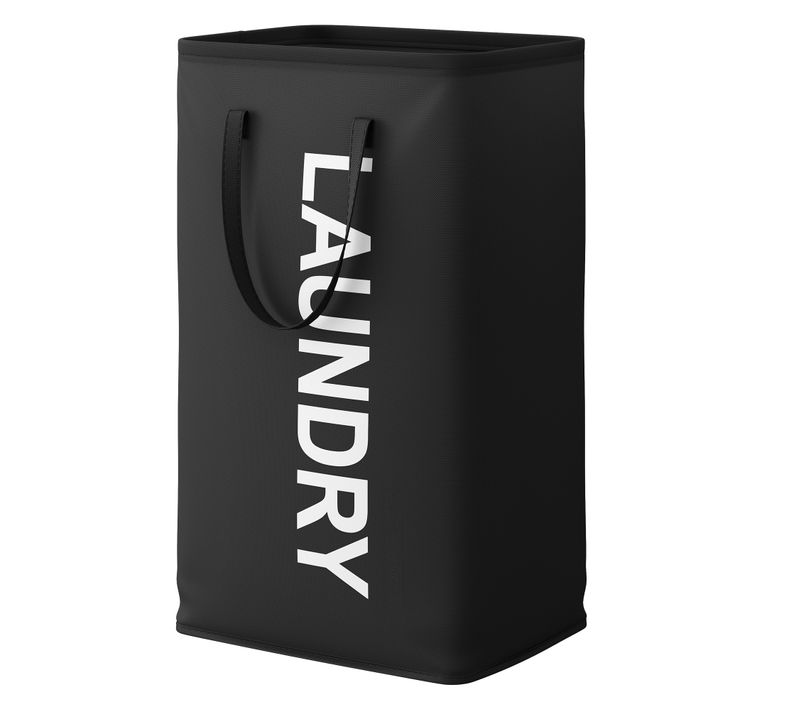 Panier à Linge Pliable, 80 L, Avec Poignées, Pour Salle De Bain, Buanderie, En Tissu Oxford, Noir