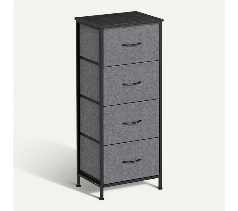 Commode, 4 Tiroirs En Tissu Non-tissé, Pour Chambre, Gris