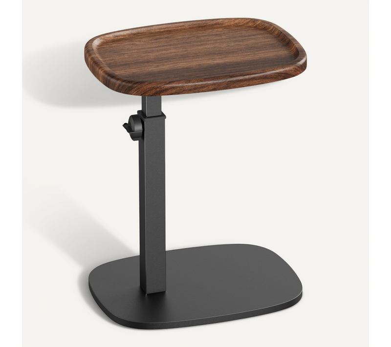 Table De Chevet Réglable En Hauteur, En Forme De C, 30 X 40 X 69 Cm, Marron Et Noir