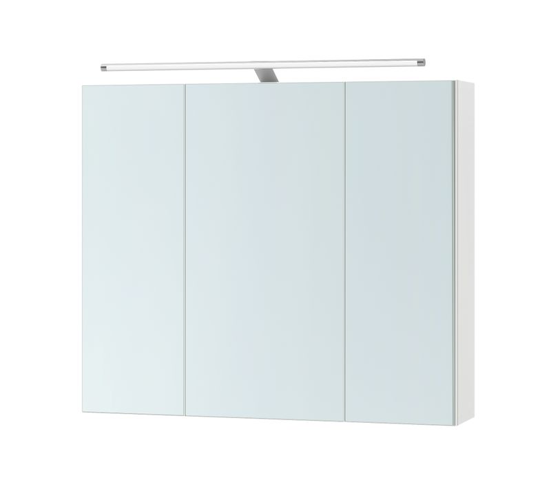 Armoire Murale Pour Salle De Bain, 3 Portes Miroir, Avec éclairage, 15 X 70 X 60 Cm, Blanc