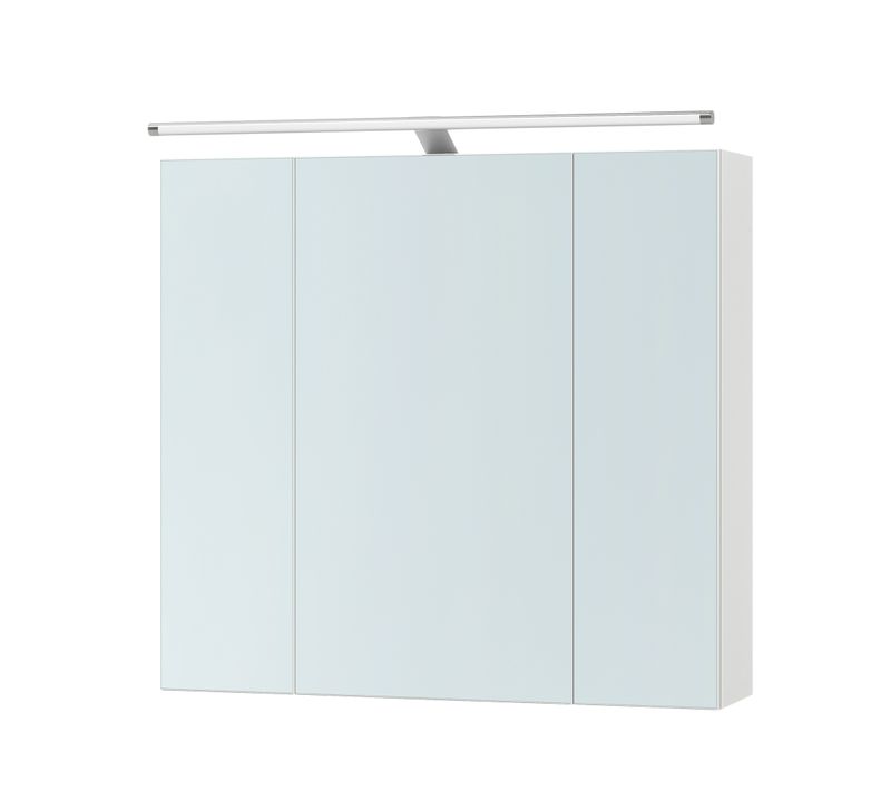 Armoire Murale Pour Salle De Bain, 3 Portes Miroir, Avec éclairage, 15 X 60 X 55 Cm, Blanc