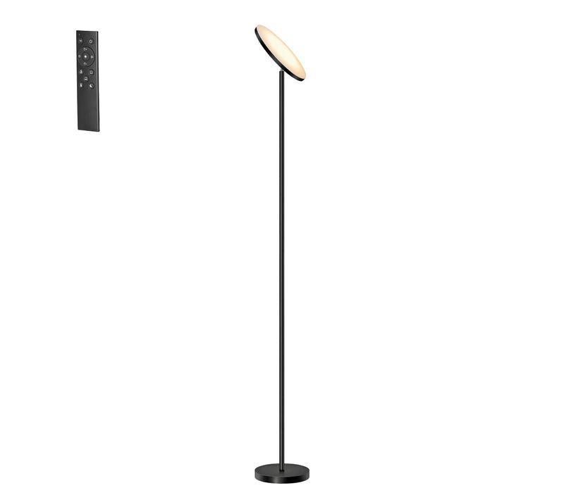 Lampadaire Sur Pied LED, Tête Pivotante, Télécommande, Pour Salon, Bureau, Noir