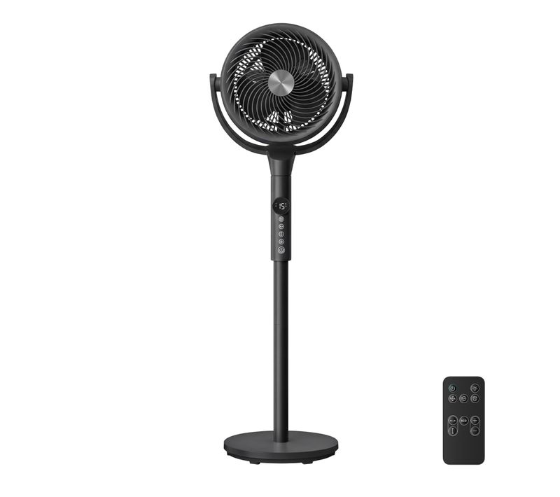Ventilateur Sur Pieds Silencieux, Télécommande, Oscillation Large, Minuterie, Hauteur Réglable, Noir