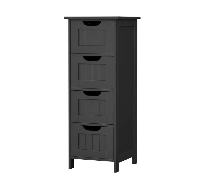 Meuble De Salle De Bain Sur Pied, Avec 4 Tiroirs, Pour Salle De Bain, Style Moderne, Noir