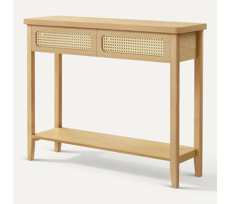 Table Console, Table D’entrée, Bout De Canapé Pour Salon, Avec 2 Tiroirs, étagère Ouverte, Beige
