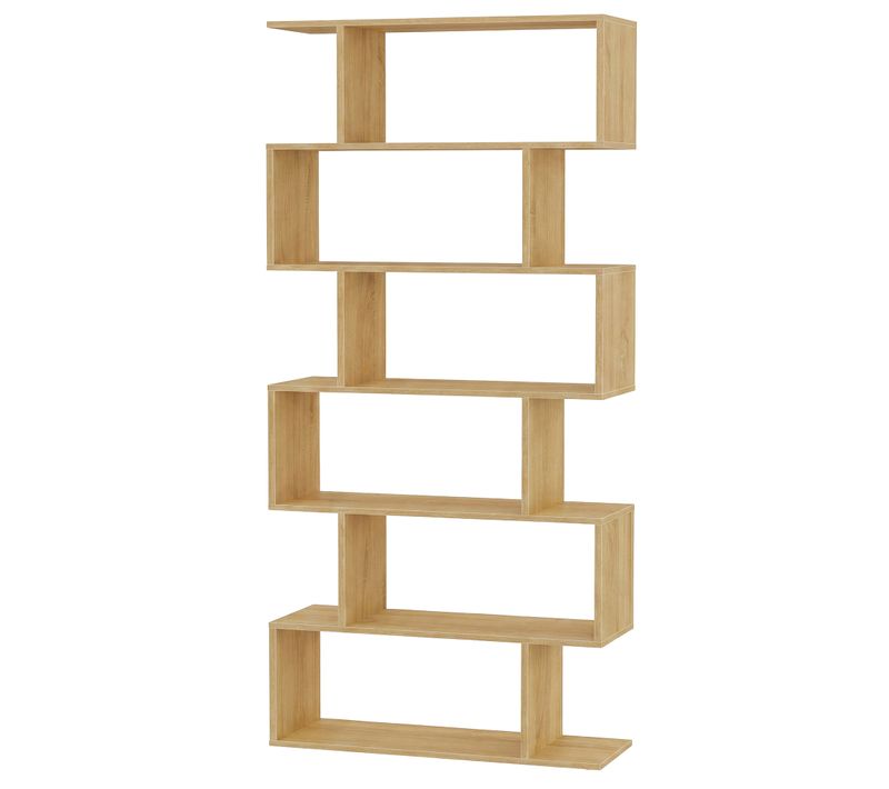 Bibliothèque, étagère à 6 Niveaux, Meuble De Rangement, Cloison Séparateur,couleur Chêne Naturel
