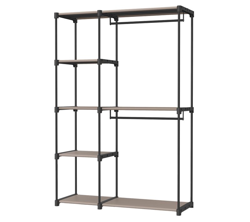 Armoire Penderie, Porte-manteau, Avec Tringles à Vêtements, Organisateur De Rangement Ouvert, Taupe