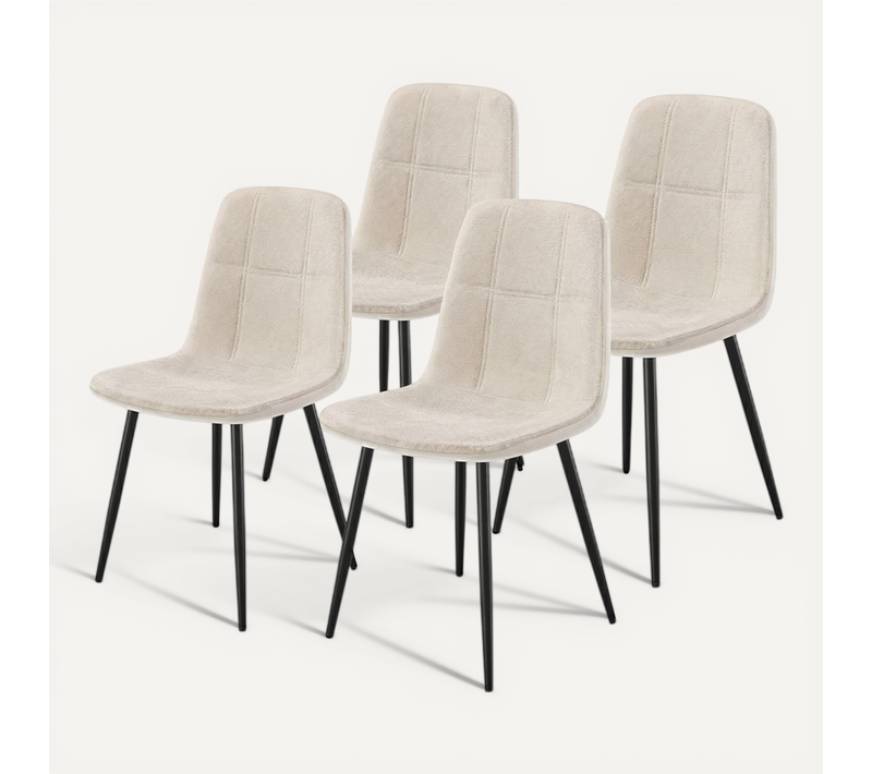 Lot De 4 Chaises De Salle à Manger, Chaises De Cuisine Avec Pieds Réglables,blanches