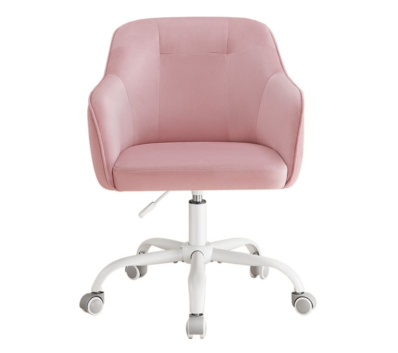 Chaise De Bureau, Fauteuil D'appoint, En Tissu Velours, Hauteur Réglable, Rose