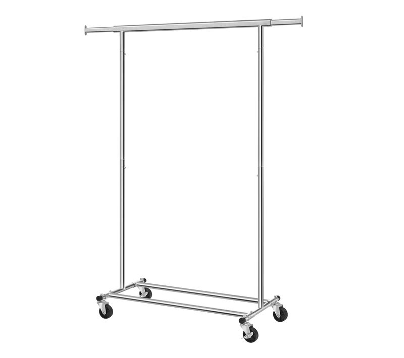 Portant à Vêtements Avec Roulettes, Tringle Extensible, 45 X (92-132) X 161,5 Cm, Argent