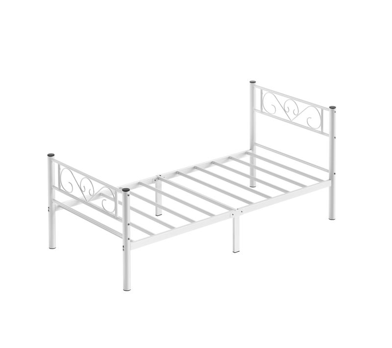 Cadre De Lit Simple En Métal, Convient à Matelas De 90 X 190 Cm, Blanc