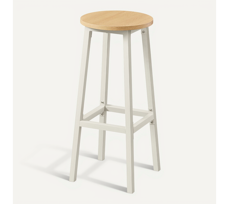 Lot De 2 Tabourets De Comptoir, Chaises De Bar De Cuisine Avec Repose-pieds, Blanc