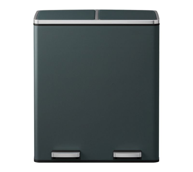 Poubelle De Tri 60 L Avec 2 Compartiments, Seaux Intérieurs Amovibles, Sacs Inclus, Gris