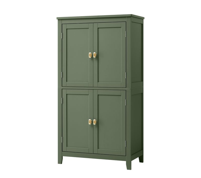 Meuble De Salle De Bain, Meuble De Cuisine, Avec 4 Portes, étagères Réglables, Vert