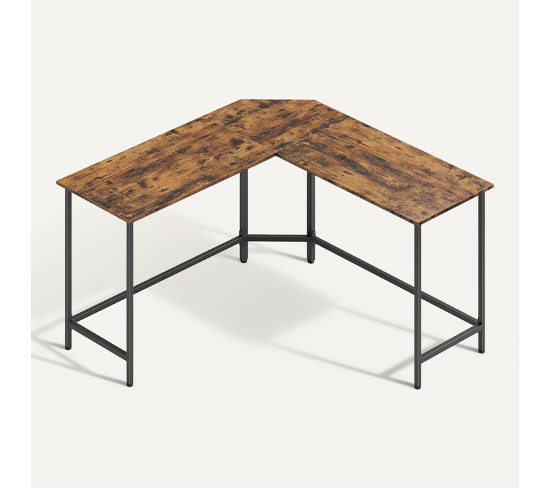 Bureau D'ordinateur En Forme De L, Bureau D'angle, Marron Et Noir