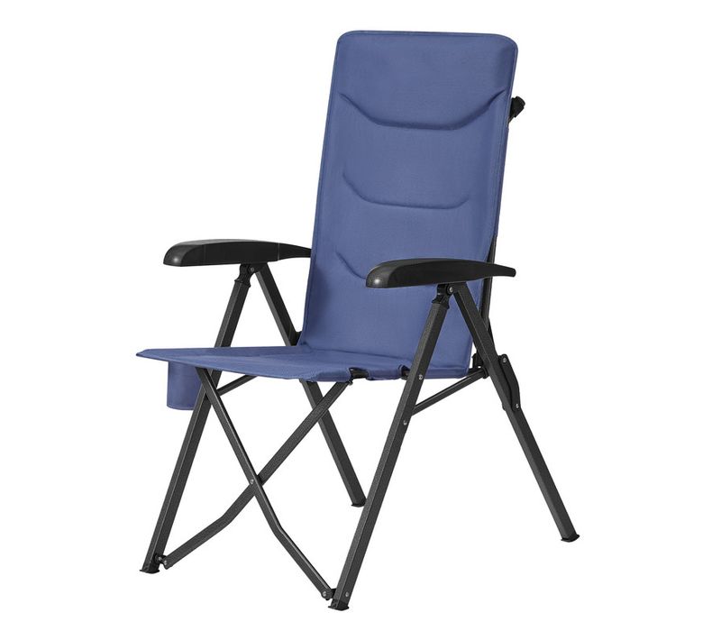Chaise De Camping, Dossier Réglable 95°-150°, Porte-gobelet, Sac De Transport, Pêche, Jardin, Bleu
