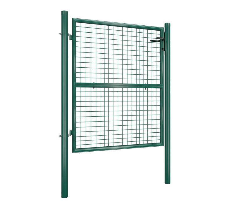 Portillon De Jardin En Acier Galvanisé, Portail Grillagé Avec Serrure, Tube Rond, Vert