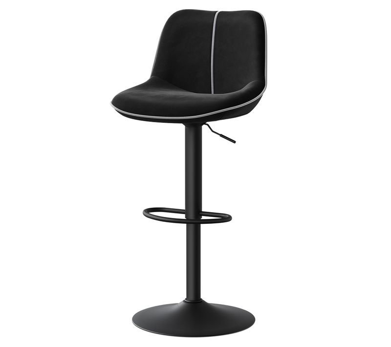 Lot De 2 Tabourets De Bar, Réglables En Hauteur, Pivotants, Velours, Noir