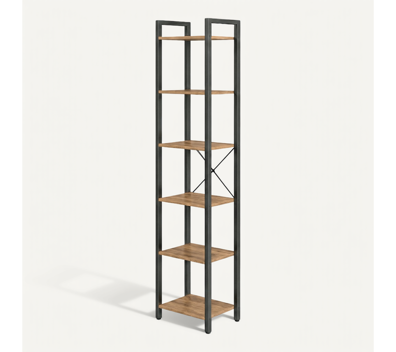 étagère 6 Niveaux, Bibliothèque, Meuble De Rangement, 30 X 40 X 187,5 Cm, Marron Et Noir