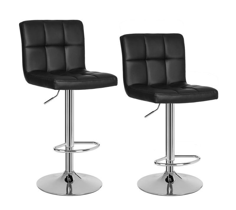 Tabouret De Bar, Lot De 2, Hauteur Réglable, Rotatif Sur 360°, Avec Dossier Et Repose-pieds, Nior