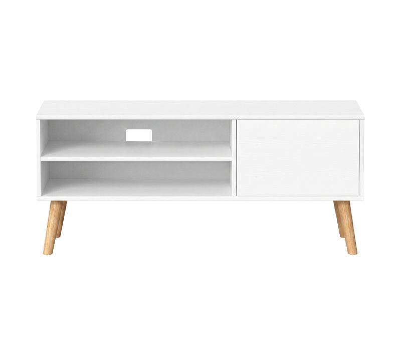 Meuble TV, Pour Téléviseurs Jusqu'à 55 Pouces, 120 Cm De Large Centre De Divertissement, Blanc