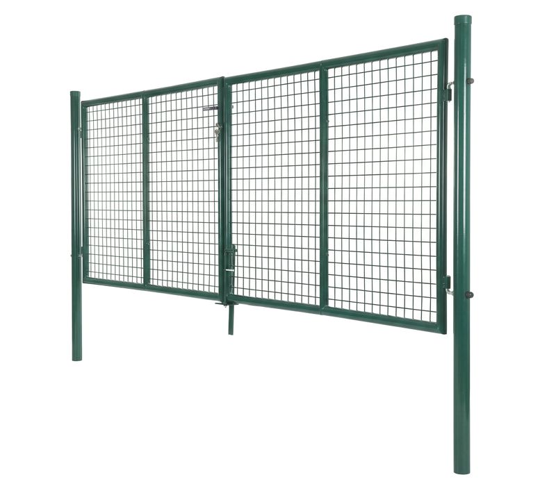 Portillon De Jardin En Acier Galvanisé, Portail Grillagé Avec Serrure, Tube Rond, Vert