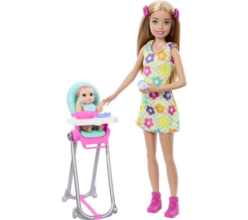 Skipper Coffret Babysitters Inc, 1 poupée, 1 bébé, Accessoires Htk35