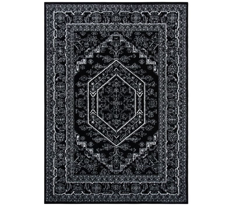 Tapis Adirondack 91 X 152 Cm Médaillon Arianwen Noir/ivoire