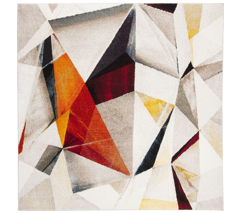 Tapis Porcello 160 X 160 Cm Abstrait Moderne Declan Gris Clair / Orange