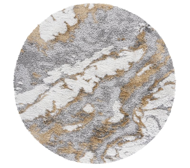 Tapis Rond Horizon Shag 201 X 201 Cm Shag Mukades Gris / Or