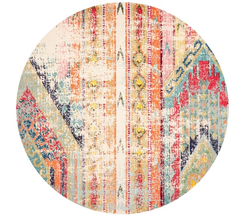 Tapis Rond Madison 122 X 122 Cm Contemporary Emilia Bleu / Orange