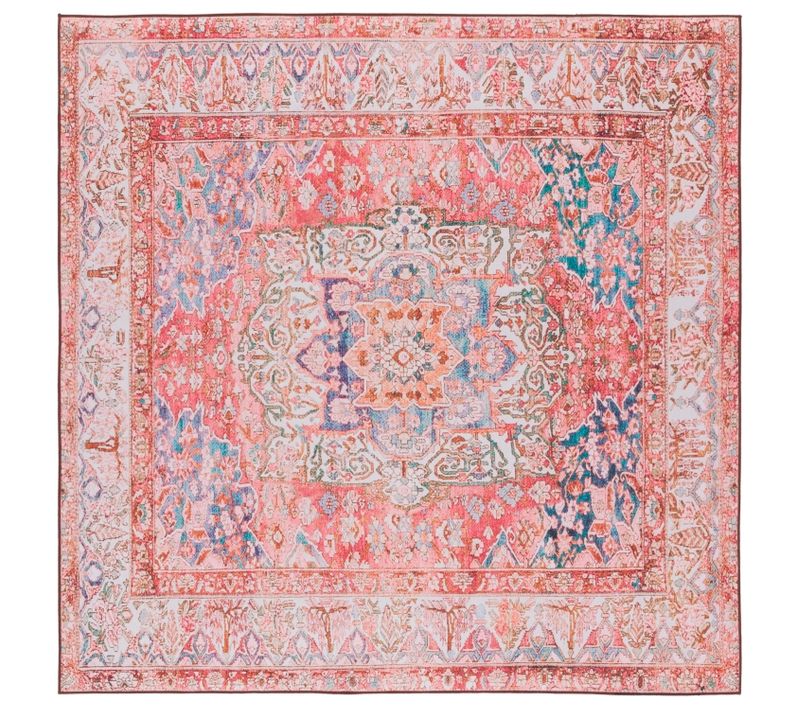 Tapis Tucson 183 X 183 Cm De Transition Fleur Rose / Creme