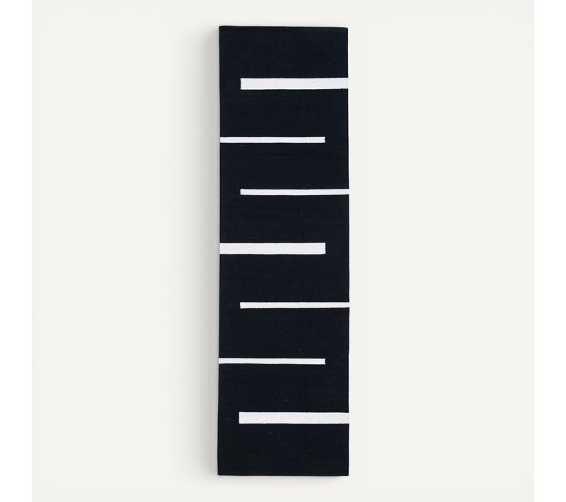 Tapis Montauk 69 X 183 Cm Bohème Zane Noir / Ivoire