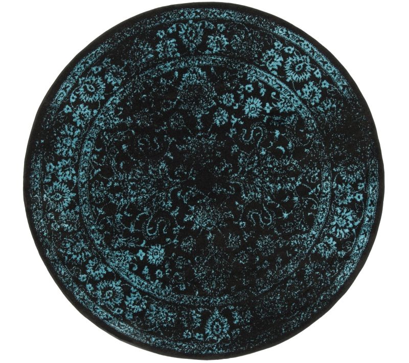 Tapis Adirondack 122 X 122 Cm Vintage Patiné Lucinda Black / Teal