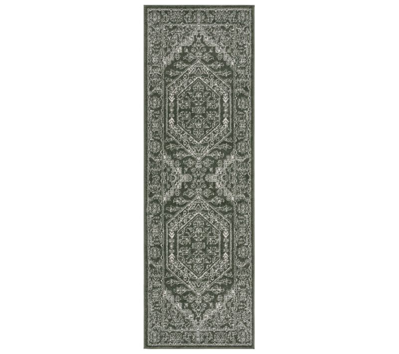 Tapis Adirondack 76 X 244 Cm Médaillon Arianwen Vert Foncé / Ivoire