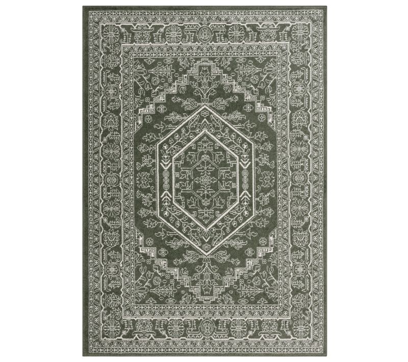 Tapis Adirondack 155 X 229 Cm Médaillon Arianwen Vert Foncé / Ivoire