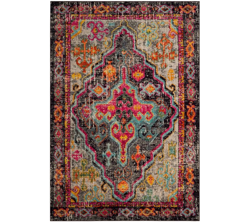 Tapis Monaco 183 X 274 Cm Bohème Chic Sonia Gris/fuchsia