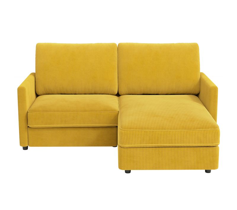 Canapé D'angle 2 Places En Velours Côtelé,confortable Moderne,180x137x84cm,jaune