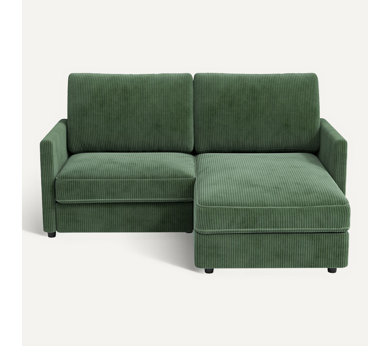 Canapé D'angle 2 Places En Velours Côtelé,canapé Confortable,180x137x84cm,vert