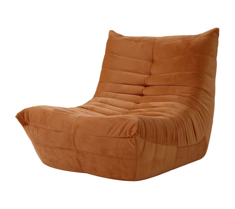 Fauteuil Pouf,fauteuil De Sol Paresseux Pour Salon,daim Velours,85 X 80 X 84cm,marron