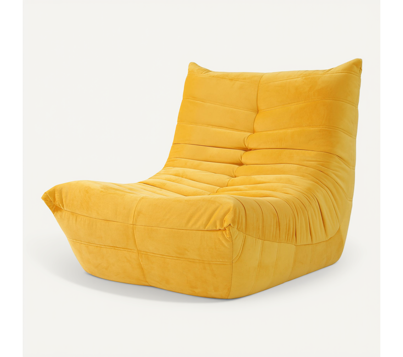 Fauteuil Pouf,fauteuil De Sol Paresseux Rembourré,daim Velours,85 X 80 X 84cm,jaune