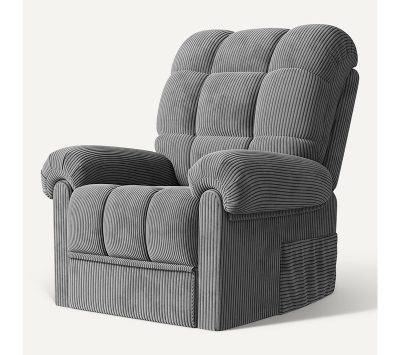 Fauteuil Relax Électrique En Velours Côtelé, Réglable Avec Repose-pieds, Gris