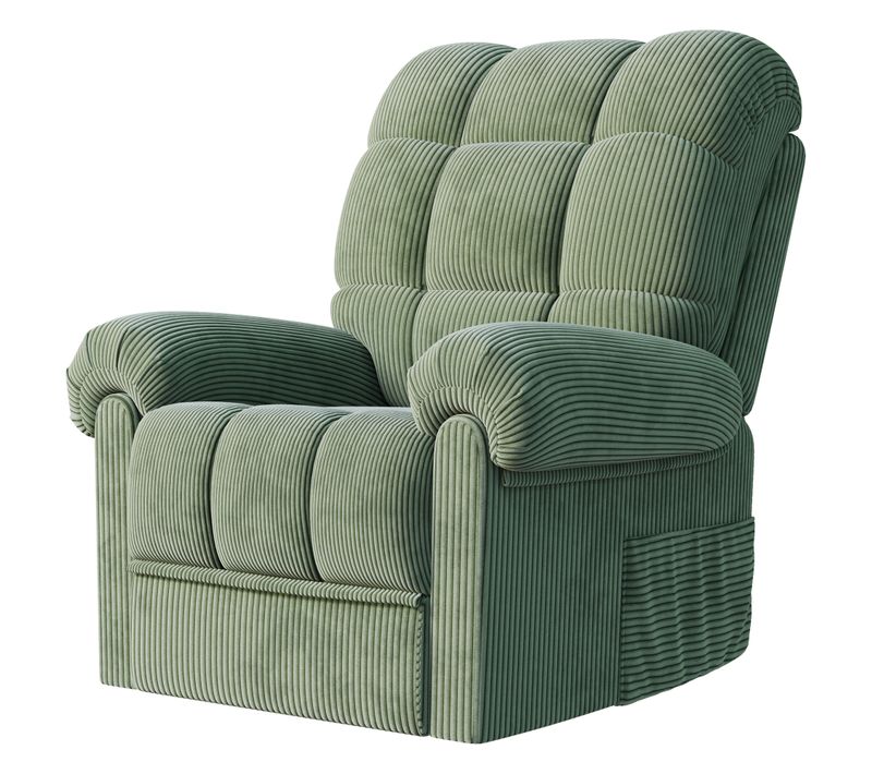 Fauteuil Relax Électrique En Velours Côtelé, Avec Repose-pieds, Vert