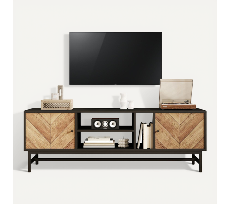 Meuble TV 150 Cm--meubles De Salon-tv 65 Pouces-comprenant Des Armoires-minimaliste-bois