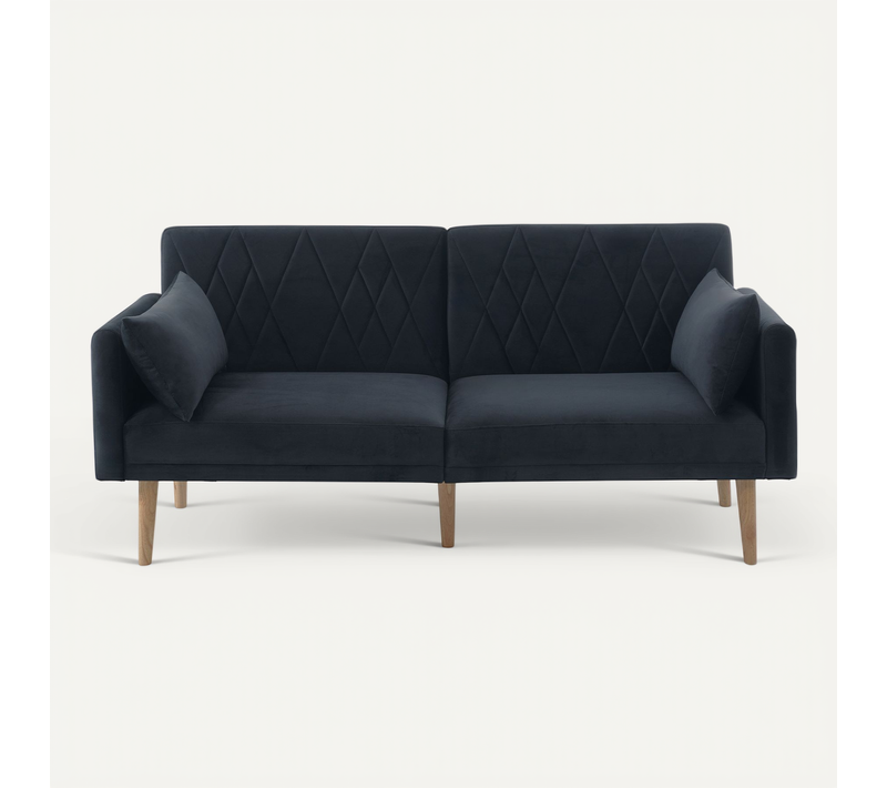 Canapé 2 Places Convertible Scandinave En Velours Noir,réglable En 3 Positions