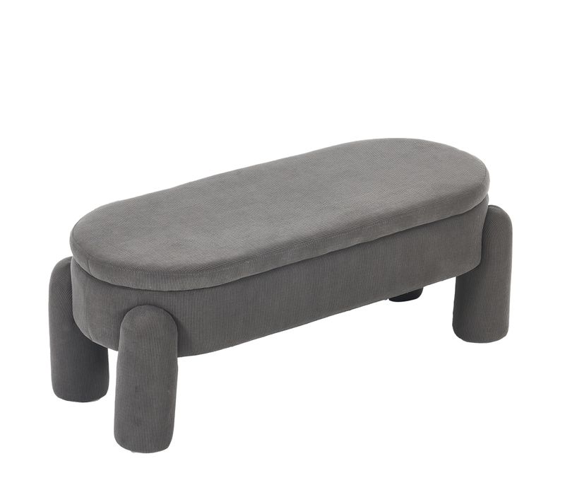 Repose-pieds Pouf Coffre Rangement Caché Bout De Lit 112x43x43cm L’entrée Armoire Chaussures Gris