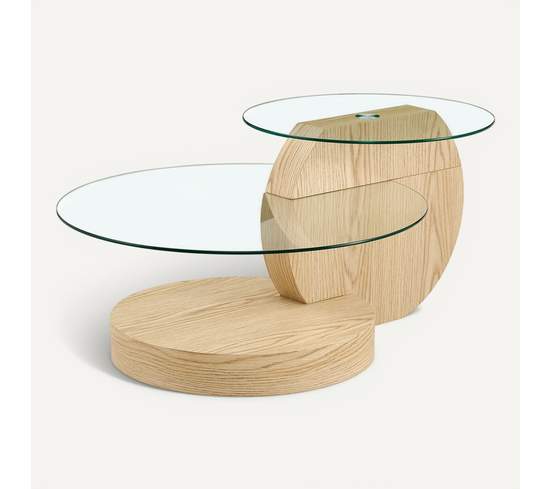 Table Basse Ronde Lot De 2 En Verre 70x50x44cm Pieds Croisés Placage Marbre Canapé Table Salon Bois