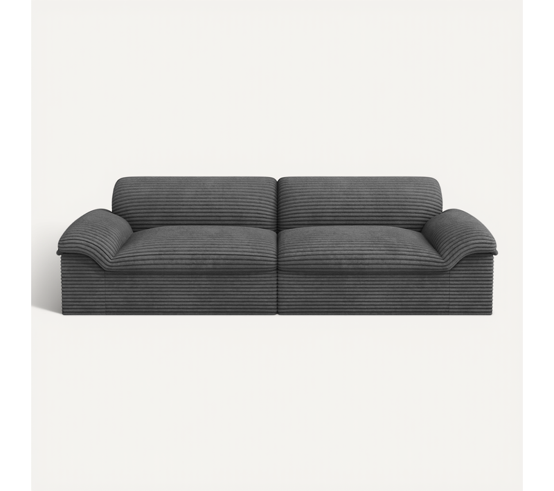 Canapé Modulable Compressé 3 Places En Velours Côtelé,design Scandinave,gris